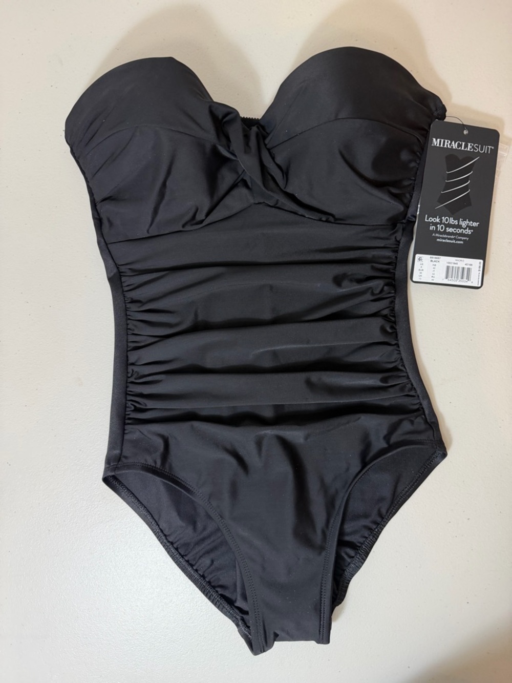 NWT never worn Miraclesuit Black Strapless One-Piece Swimwear size 8